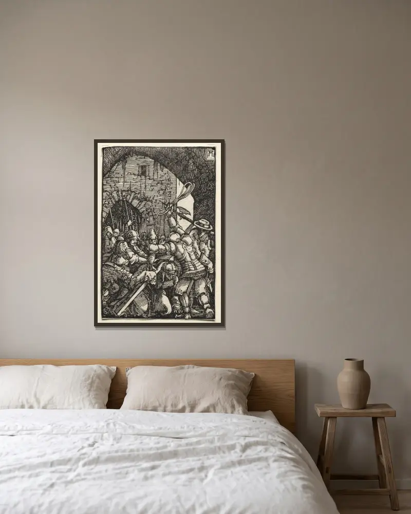 Kristus bärande korset av Albrecht Altdorfer inramad på en vägg