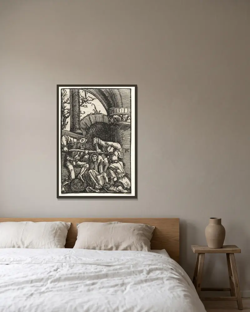 Kristus krönt med törnen av Albrecht Altdorfer inramad på en vägg