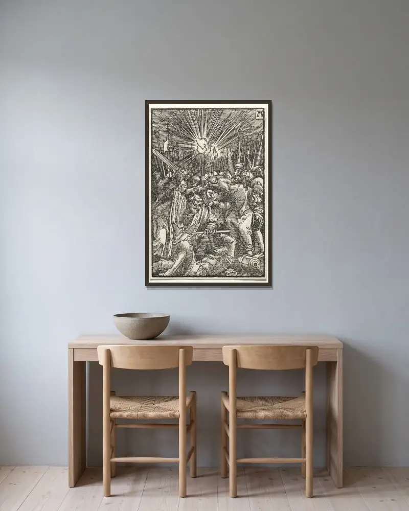 Christ taken captive av Albrecht Altdorfer inramad på en vägg