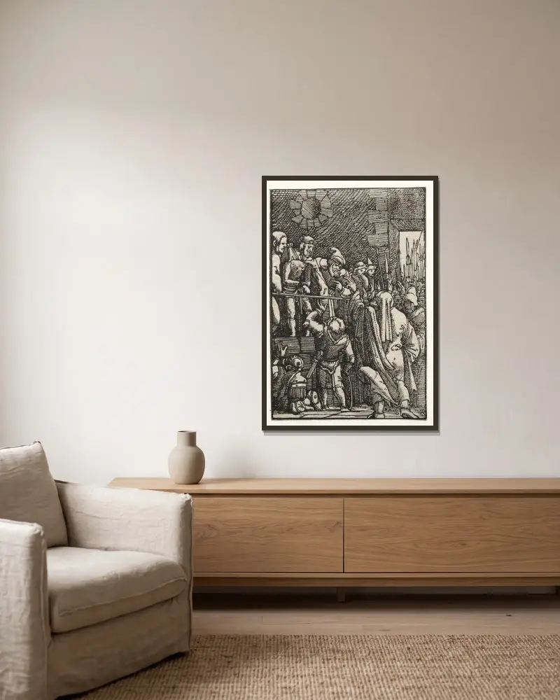 Ecce Homo av Albrecht Altdorfer inramad på en vägg