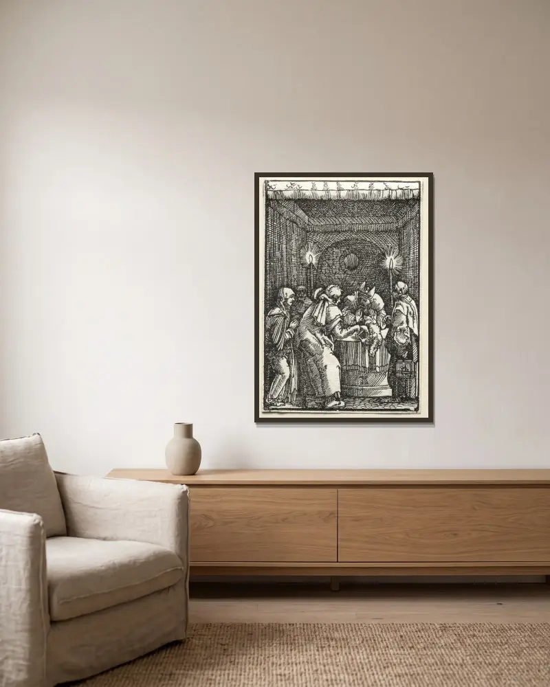 Joachim’s Offering Rejected by the High Priest av Albrecht Altdorfer inramad på en vägg