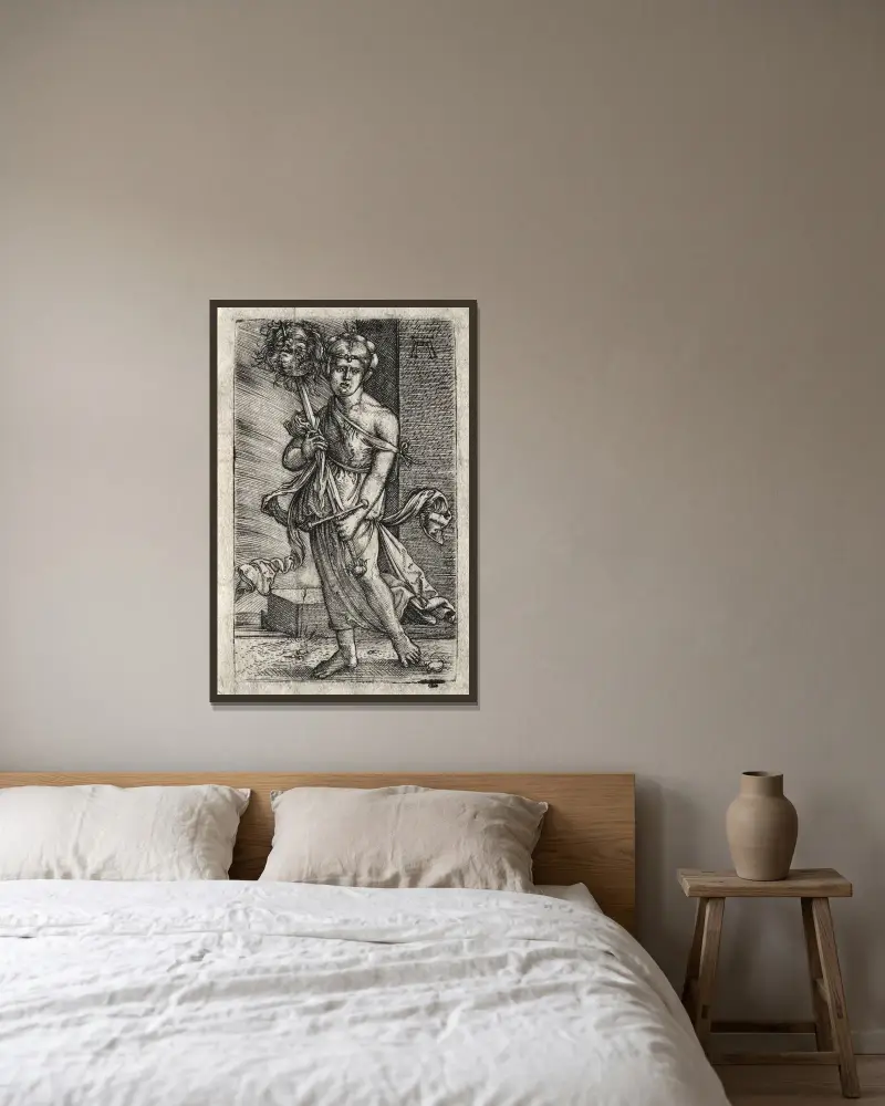 Judith av Albrecht Altdorfer inramad på en vägg