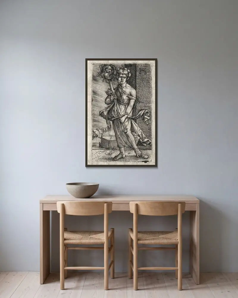 Judith av Albrecht Altdorfer inramad på en vägg