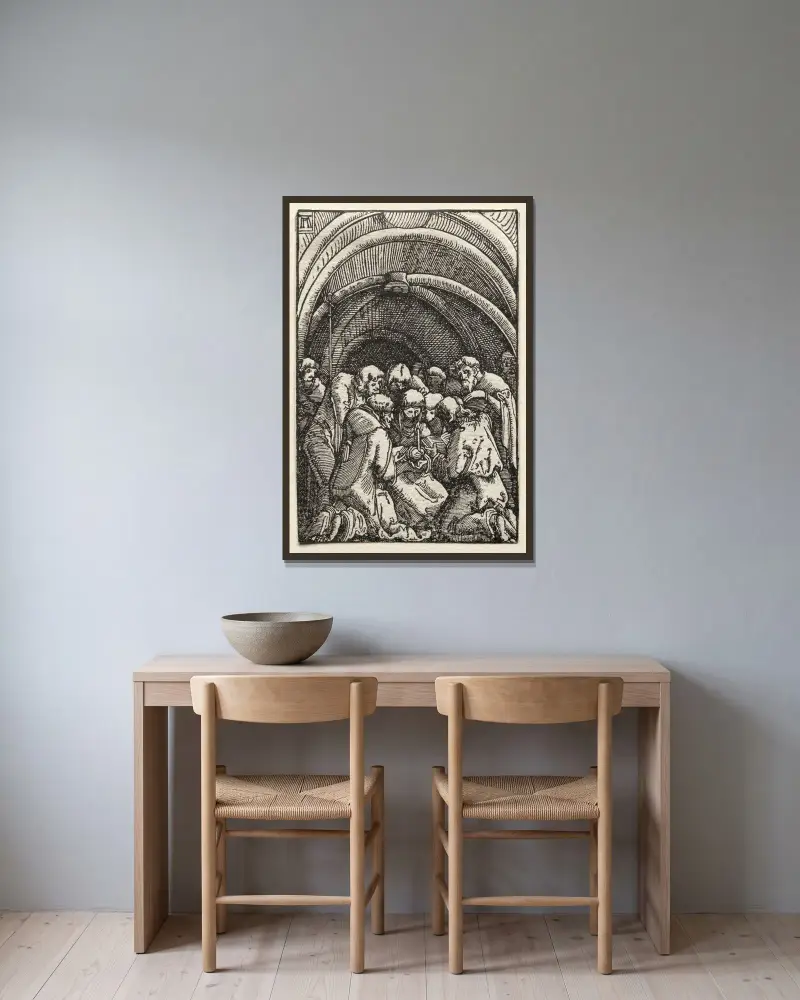 Marie död av Albrecht Altdorfer inramad på en vägg