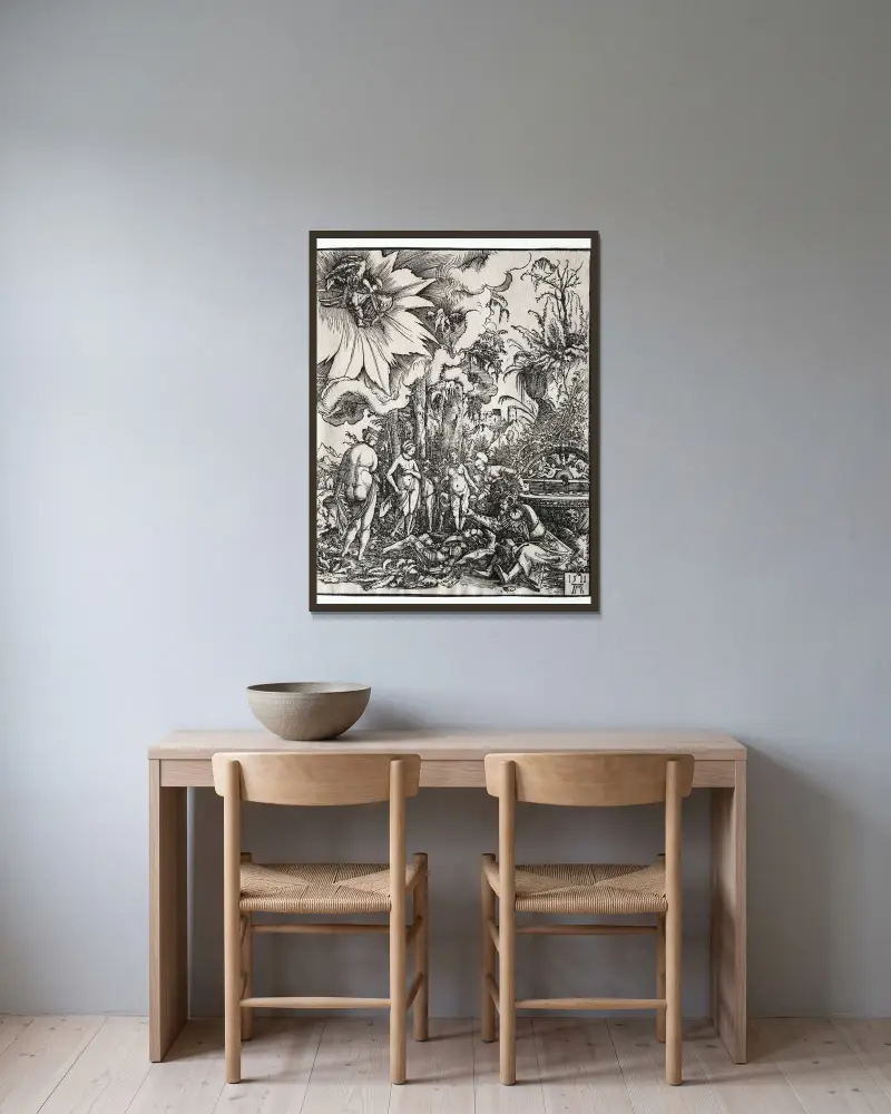 Das Parisurteil von Albrecht Altdorfer gerahmt an einer Wand