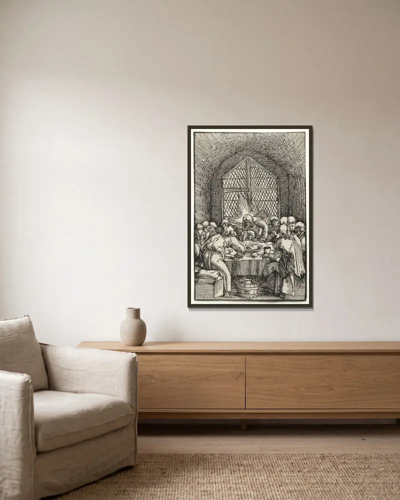 Nattvarden av Albrecht Altdorfer inramad på en vägg