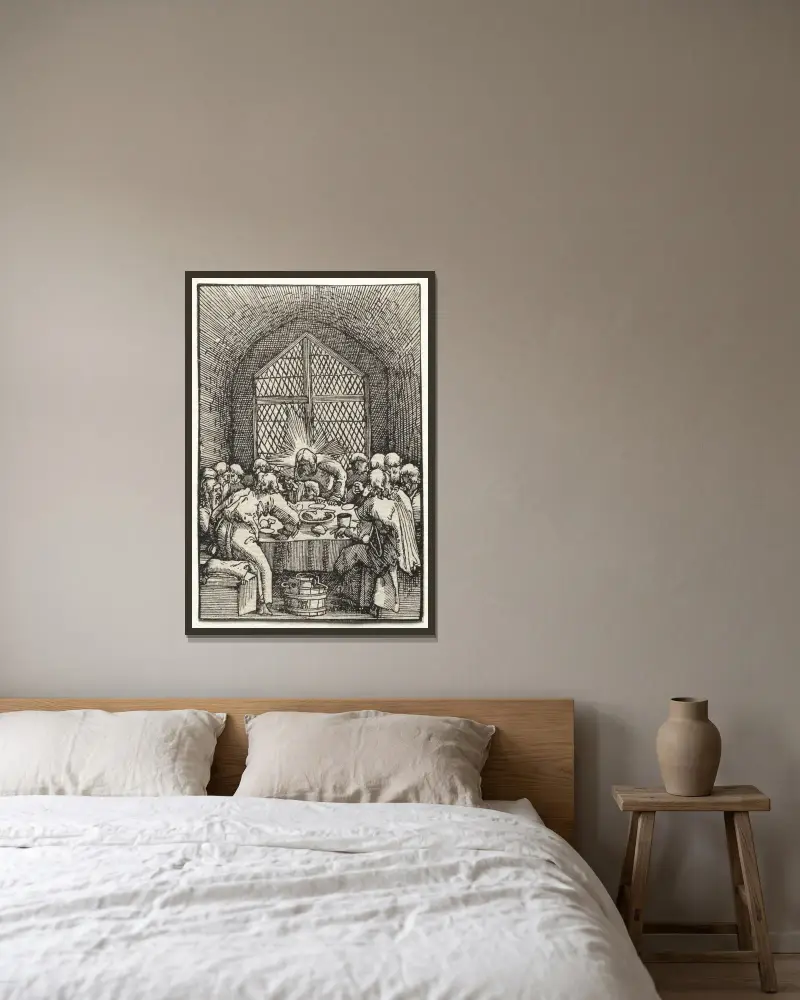 Nattvarden av Albrecht Altdorfer inramad på en vägg