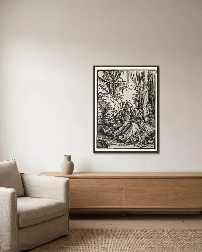 De älskande av Albrecht Altdorfer inramad på en vägg