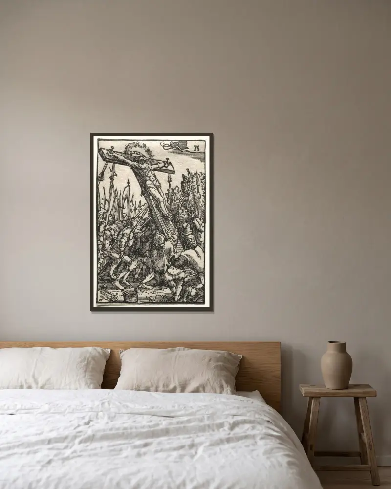 Korsresningen av Albrecht Altdorfer inramad på en vägg