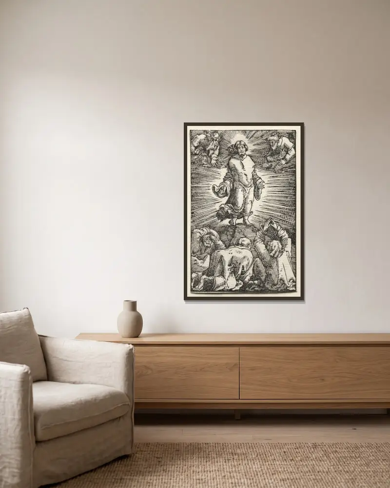 The Transfiguration av Albrecht Altdorfer inramad på en vägg