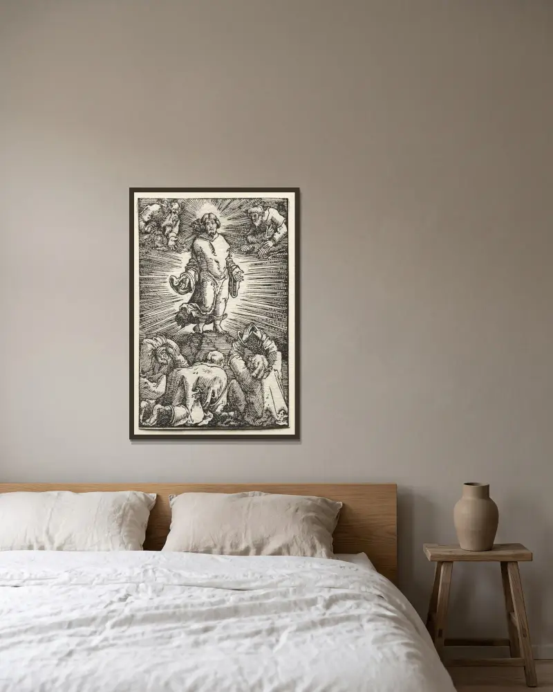 The Transfiguration av Albrecht Altdorfer inramad på en vägg
