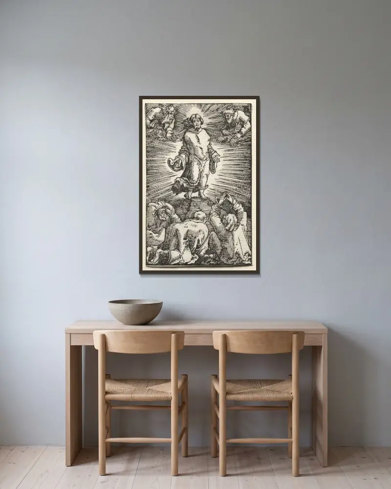 The Transfiguration av Albrecht Altdorfer inramad på en vägg