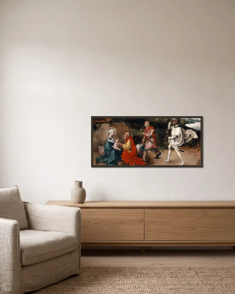 Anbetung der Könige von Albrecht Dürer gerahmt an einer Wand