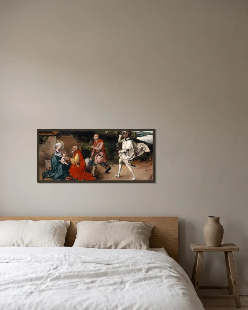 Anbetung der Könige von Albrecht Dürer gerahmt an einer Wand