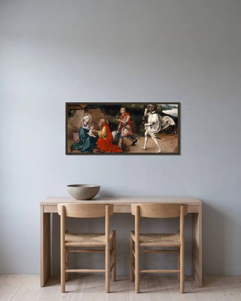 Anbetung der Könige von Albrecht Dürer gerahmt an einer Wand