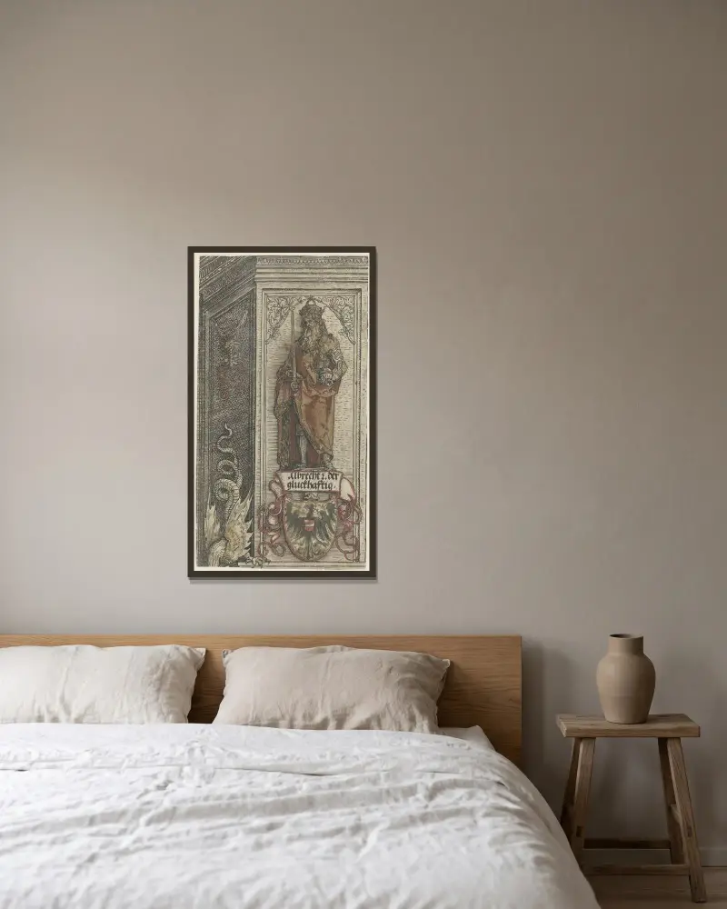 Albrekt III den modige, hertig av Sachsen av Albrecht Dürer inramad på en vägg