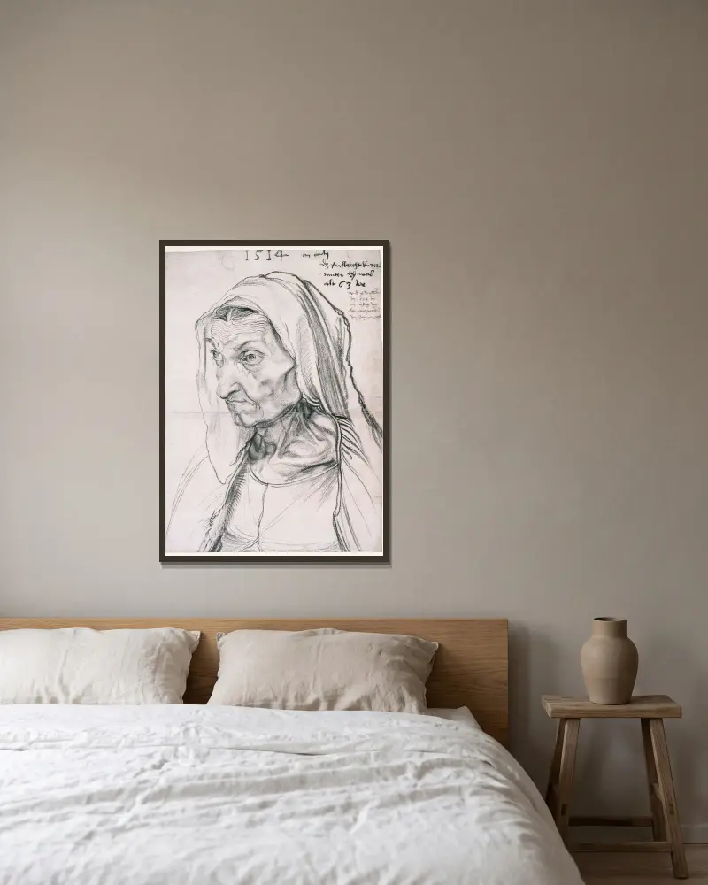 Barbara Dürer, die Mutter des Künstlers von Albrecht Dürer gerahmt an einer Wand
