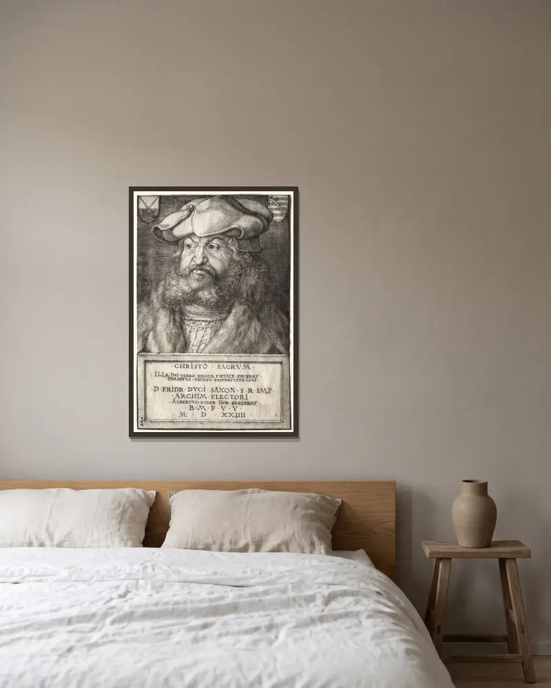 Frederick the Wise, Elector of Saxony av Albrecht Dürer inramad på en vägg