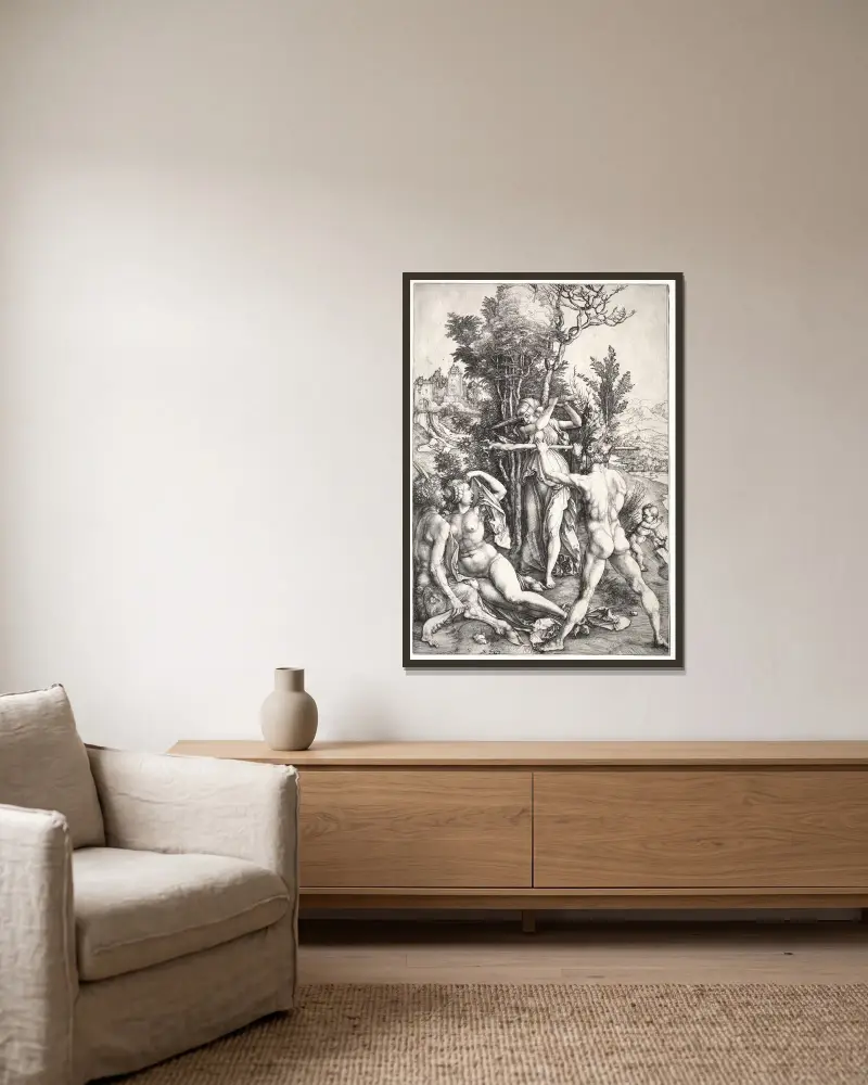 Hercules at the Crossroad av Albrecht Dürer inramad på en vägg