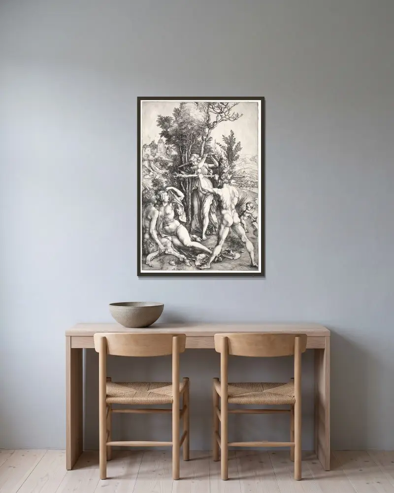 Hercules at the Crossroad av Albrecht Dürer inramad på en vägg