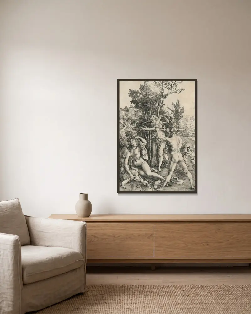 Hercules at the Crossroads av Albrecht Dürer inramad på en vägg