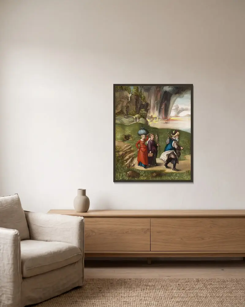 Lot and His Daughters av Albrecht Dürer inramad på en vägg