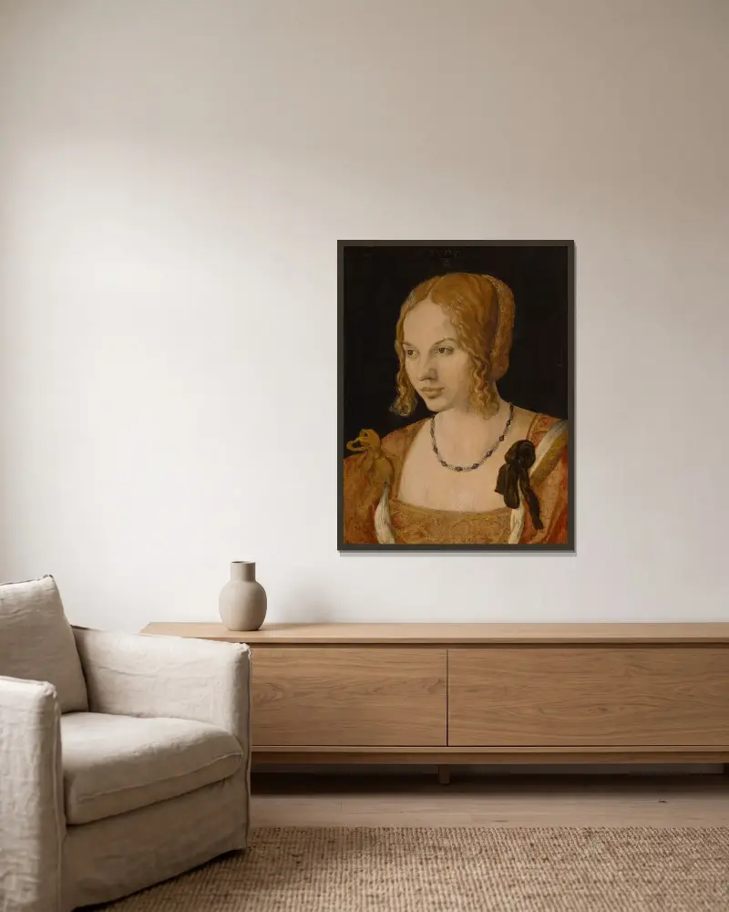 Portrait Of A Young Venetian Woman – nr 1 av Albrecht Dürer inramad på en vägg