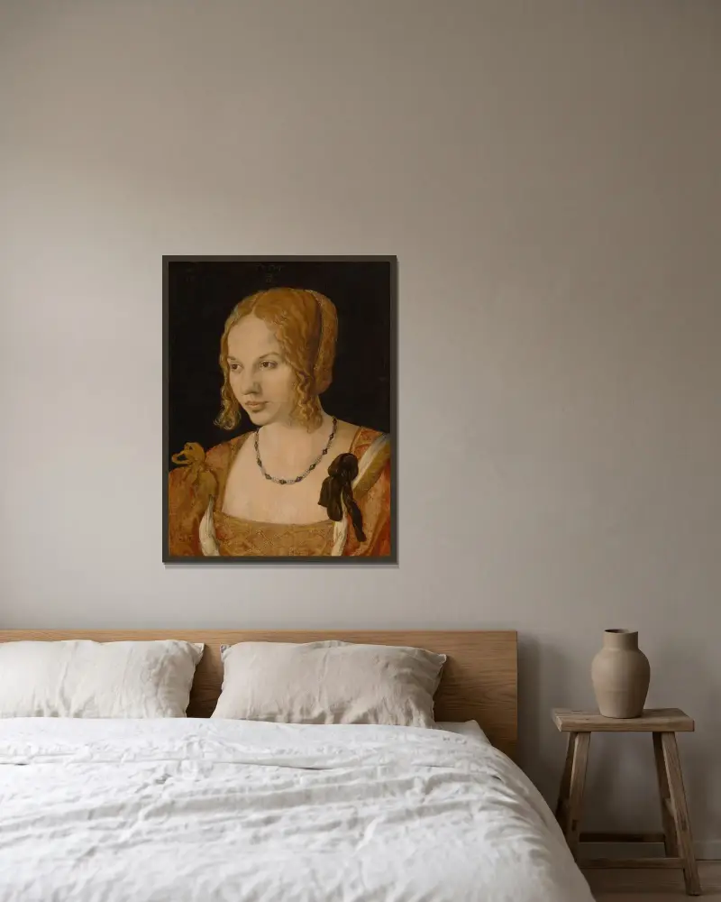 Portrait Of A Young Venetian Woman – nr 1 av Albrecht Dürer inramad på en vägg