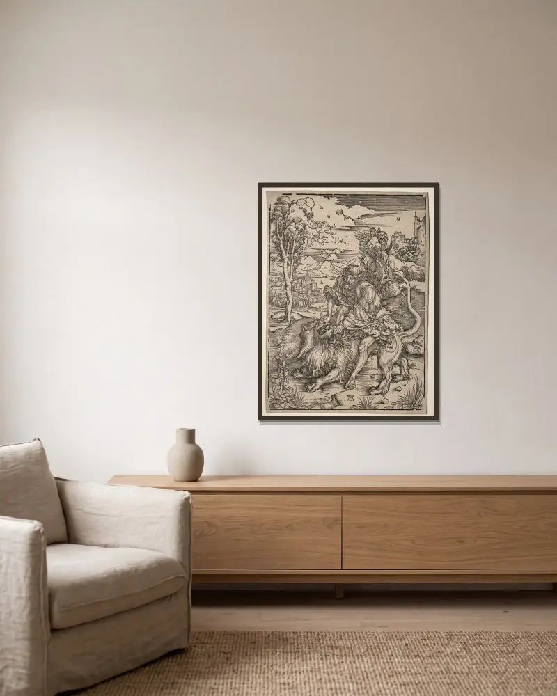 Samson zabijający lwa, Albrecht Dürer w ramie na ścianie