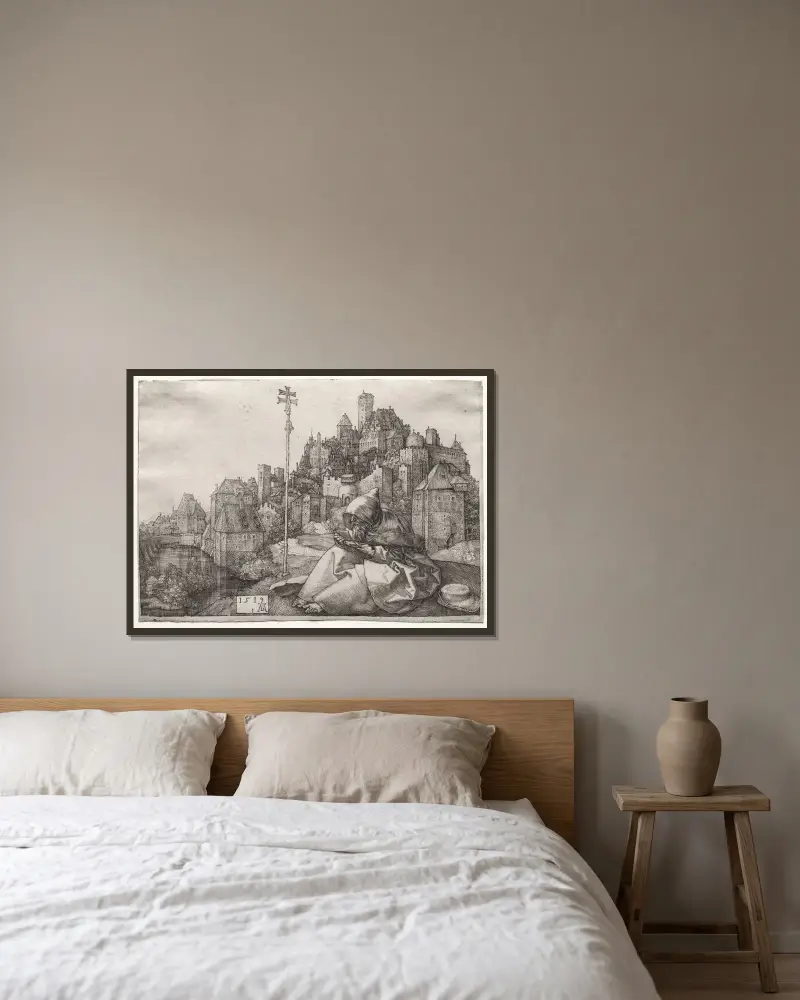 Der heilige Antonius als Leser von Albrecht Dürer gerahmt an einer Wand