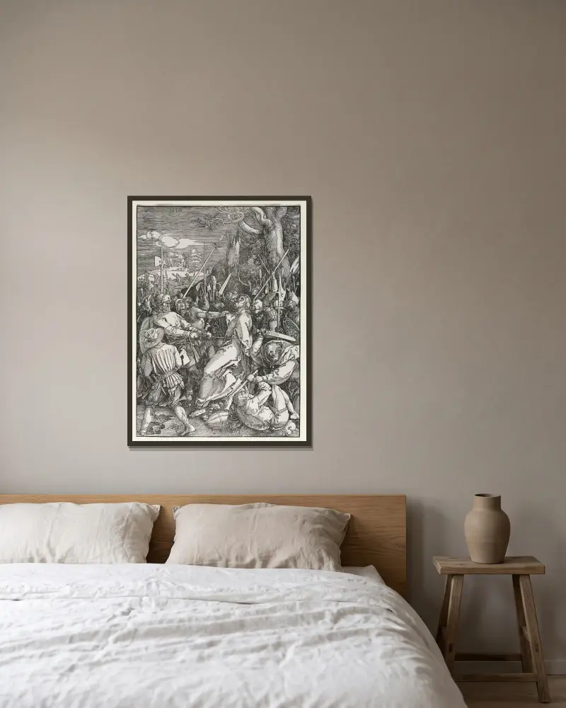The Betrayal of Christ av Albrecht Dürer inramad på en vägg