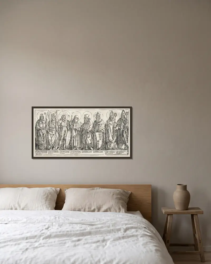 Österrikes åtta helgon av Albrecht Dürer inramad på en vägg