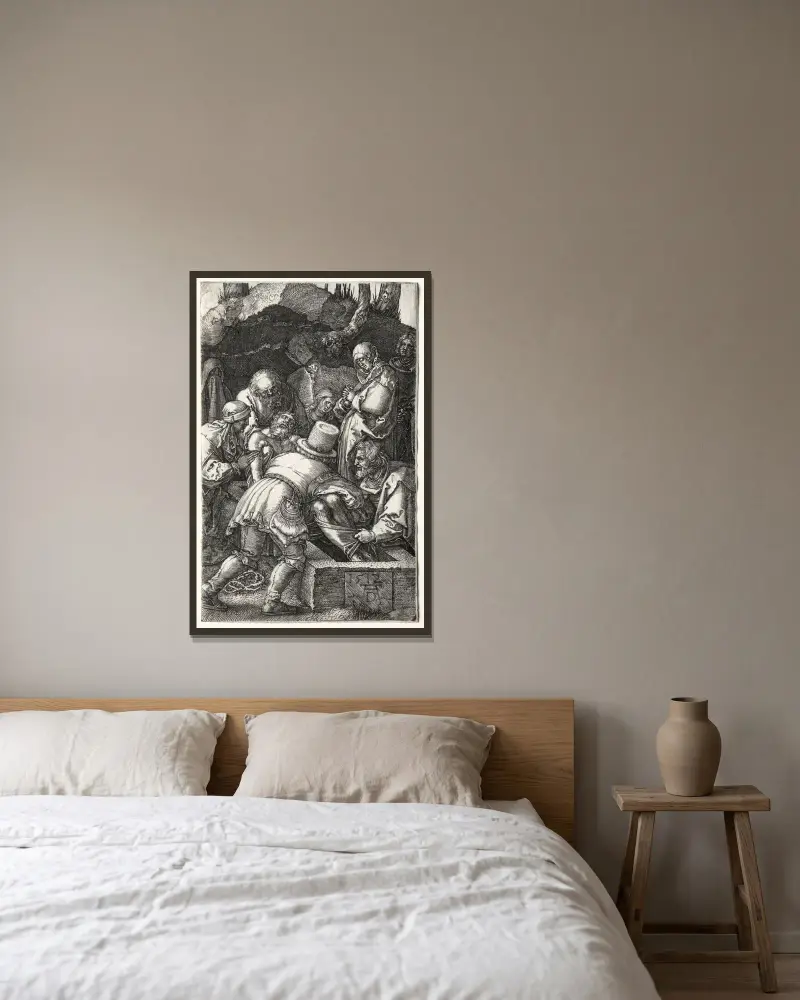 Die Grablegung, 1512 von Albrecht Dürer gerahmt an einer Wand