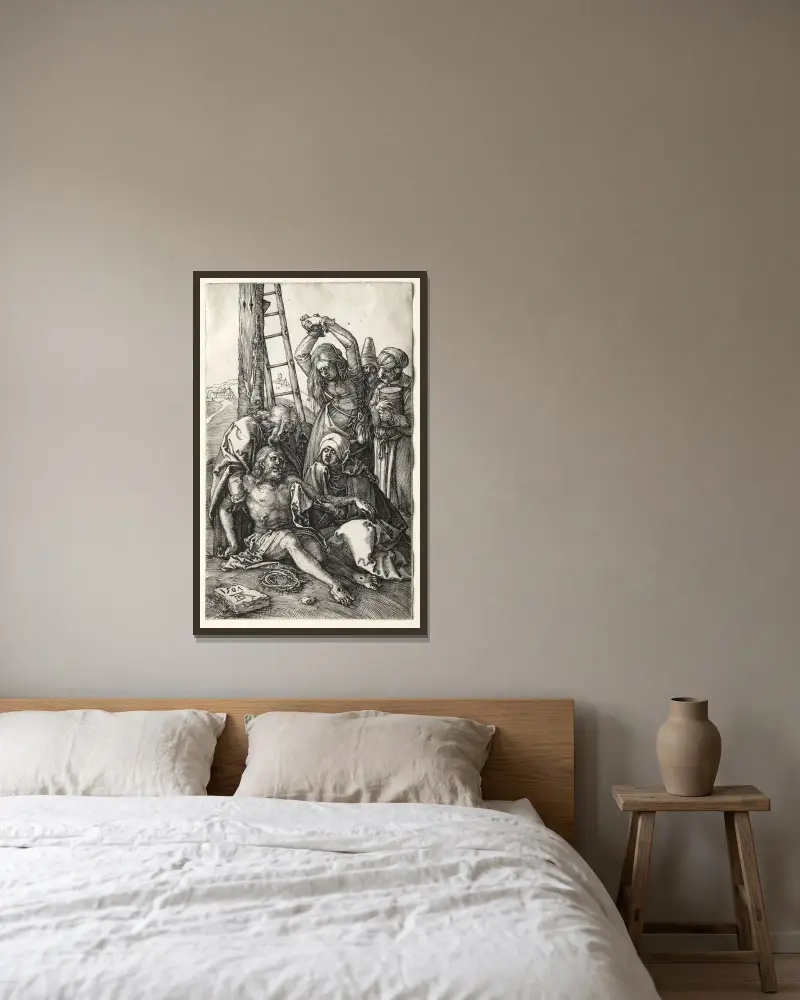 Oplakávání Krista, Albrecht Dürer v rámu na stěně