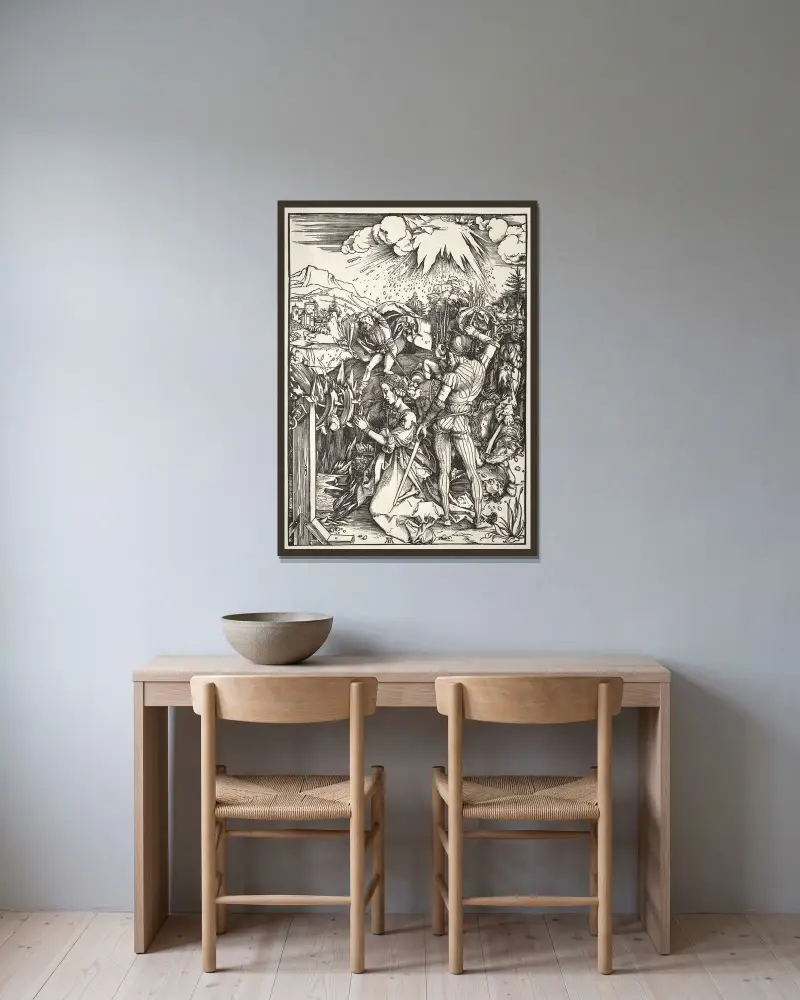 The Martyrdom of St. Catherine av Albrecht Dürer inramad på en vägg