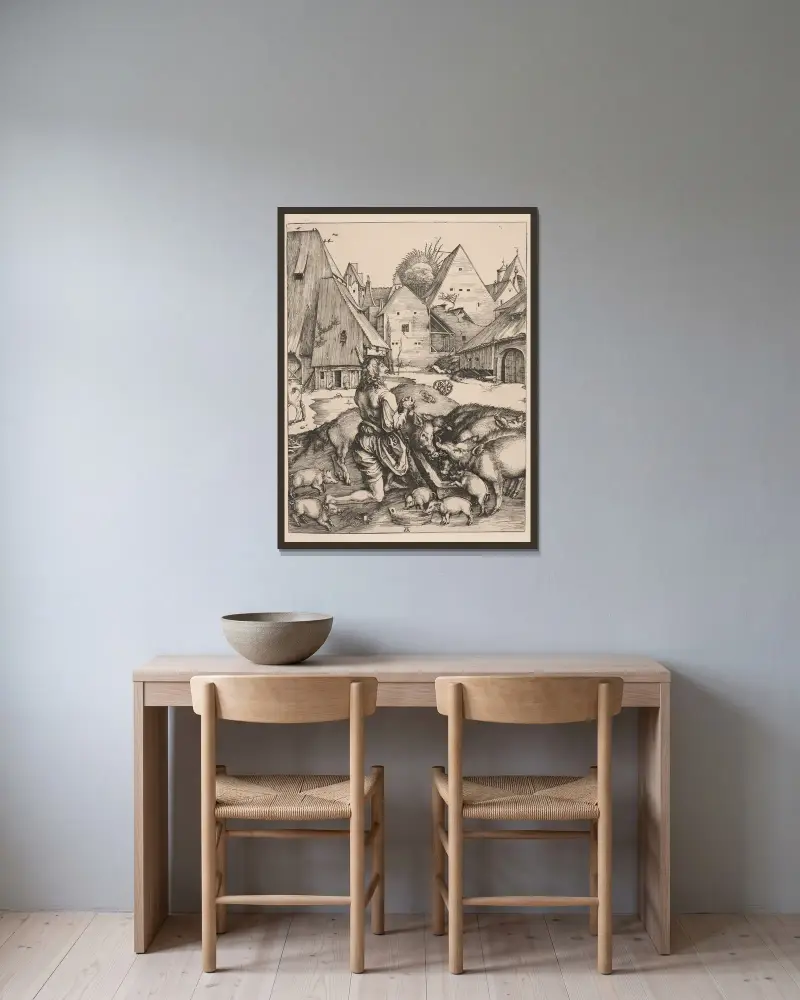 Marnotratný syn – Nr. 1, Albrecht Dürer v rámu na stěně
