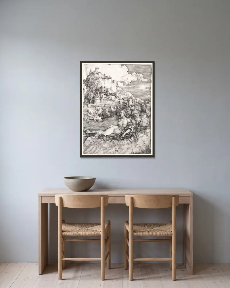 Das Meerwunder, 1501 von Albrecht Dürer gerahmt an einer Wand