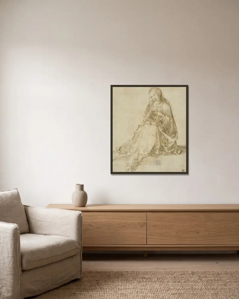 The Virgin Annunciate av Albrecht Dürer inramad på en vägg