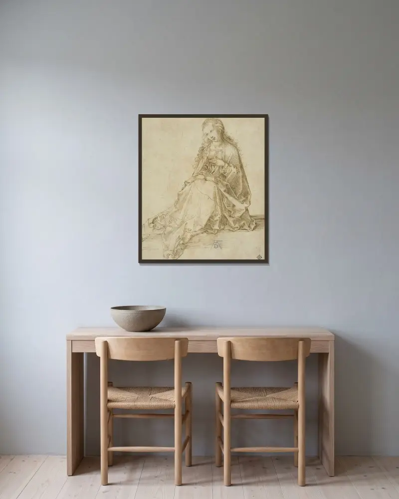 The Virgin Annunciate av Albrecht Dürer inramad på en vägg