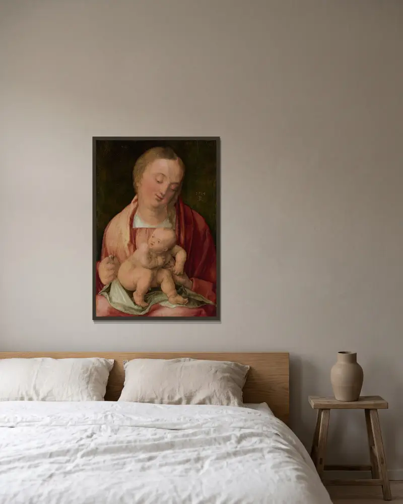 Madonna mit Kind von Albrecht Dürer gerahmt an einer Wand