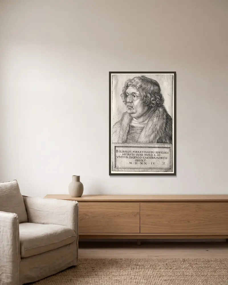 Willibald Pirkheimer, Albrecht Dürer w ramie na ścianie