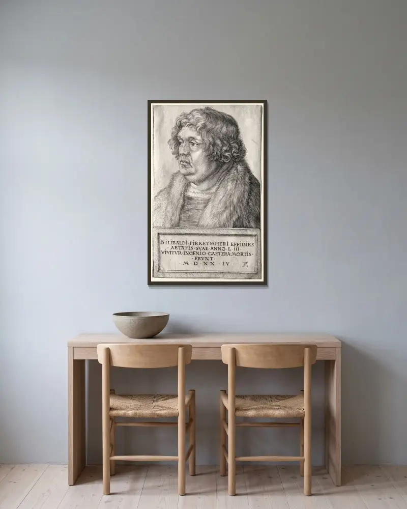 Willibald Pirkheimer, Albrecht Dürer w ramie na ścianie