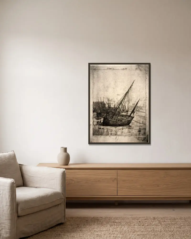 Boote bei Peel – Isle of Man von Julian Alden Weir gerahmt an einer Wand