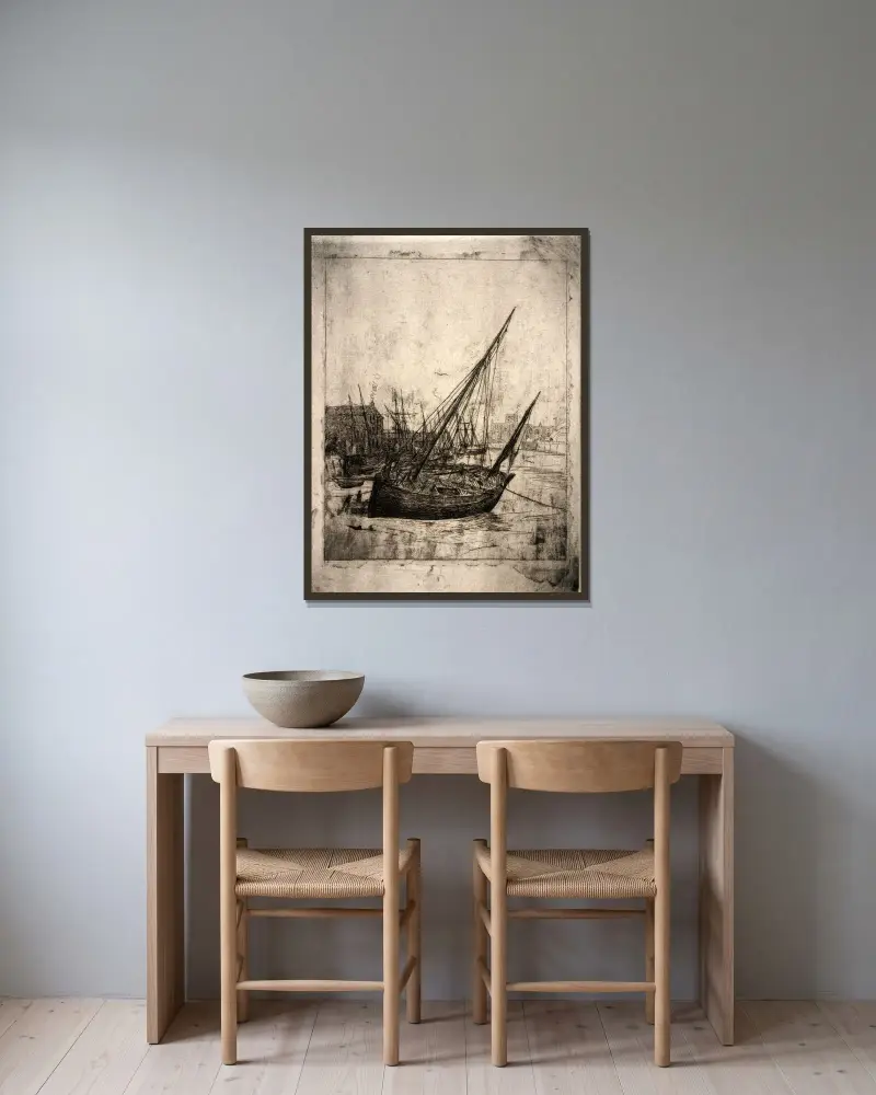 Boote bei Peel – Isle of Man von Julian Alden Weir gerahmt an einer Wand