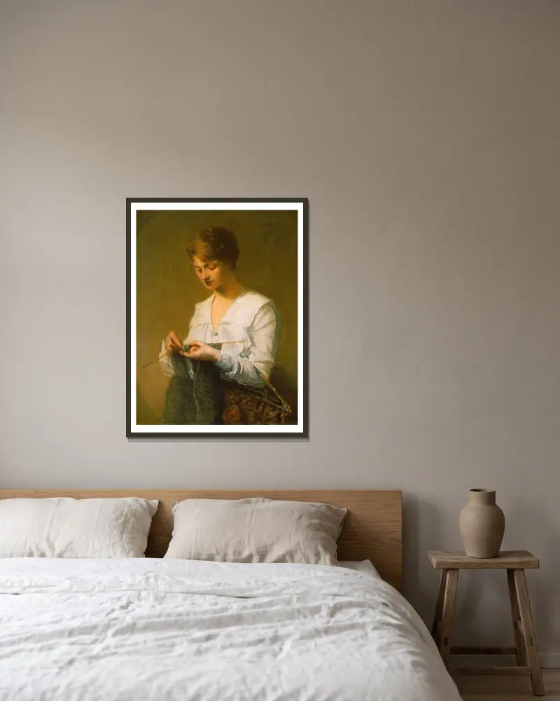 Stricken für Soldaten von Julian Alden Weir gerahmt an einer Wand