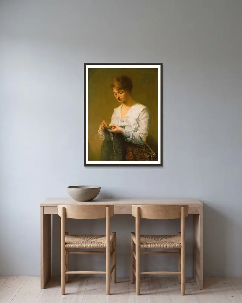 Stricken für Soldaten von Julian Alden Weir gerahmt an einer Wand