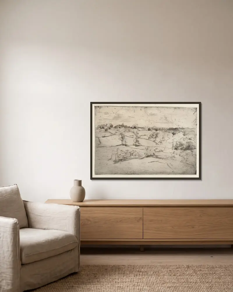 Landscape von Julian Alden Weir gerahmt an einer Wand