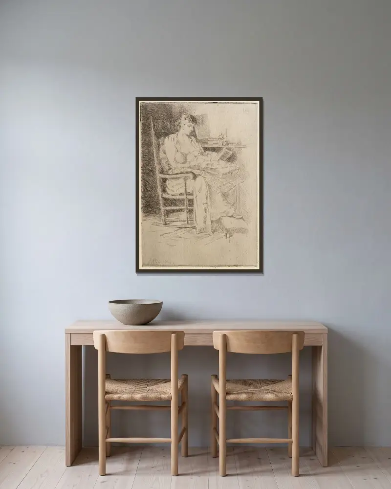 Mor och barn nr 2 av Julian Alden Weir inramad på en vägg