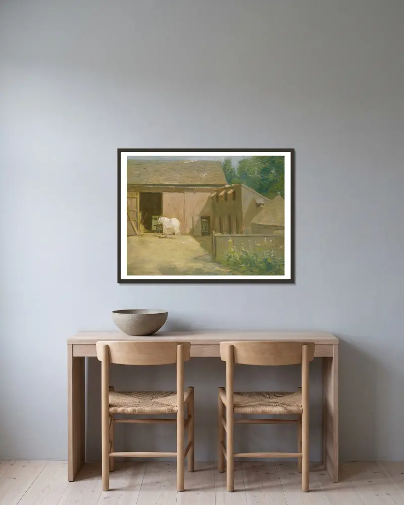 Hof in Neuengland von Julian Alden Weir gerahmt an einer Wand