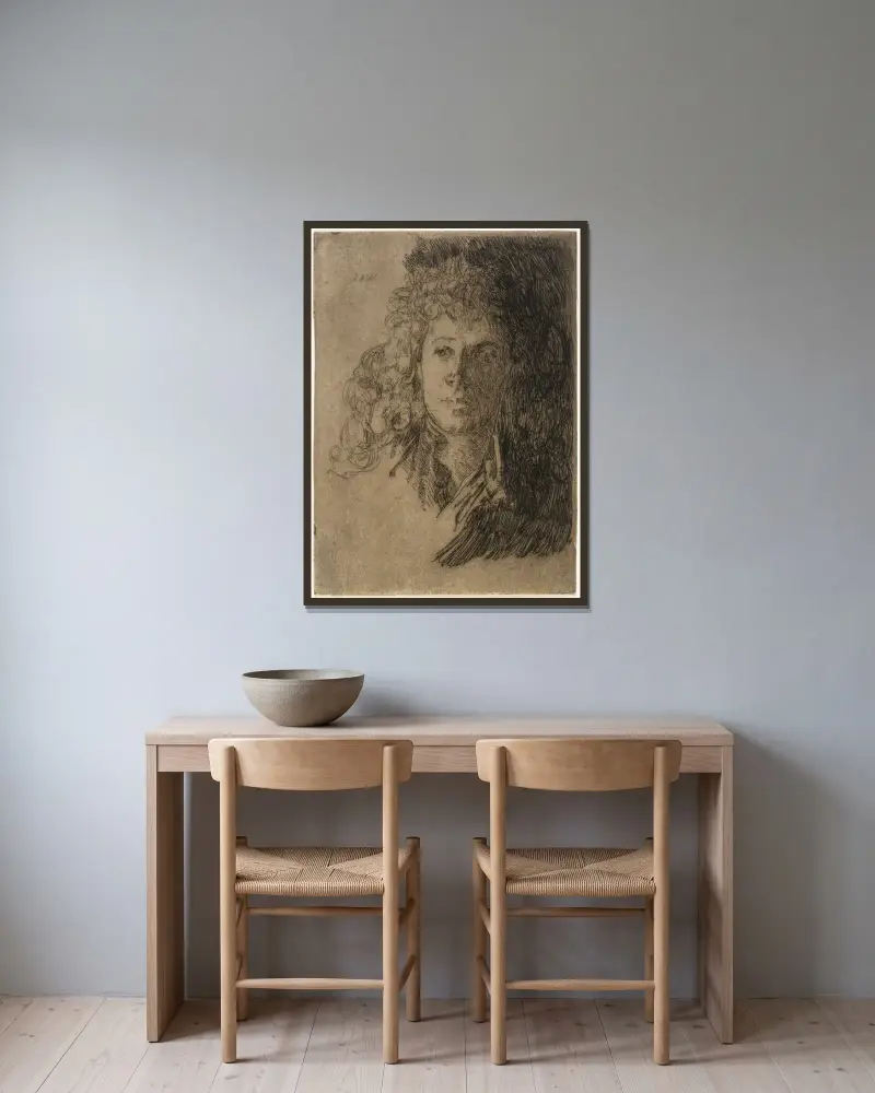 Porträtt av en flicka av Julian Alden Weir inramad på en vägg